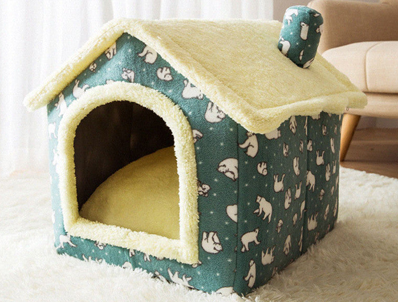 Foldable Dog House - Your Pet's Warm Winter Cave (Removable & Washable!)