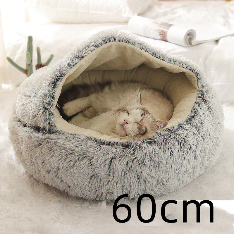 2-in-1 Dog & Cat Bed - Your Pet's Cozy Winter Nest (Converts House to Flat Bed!)