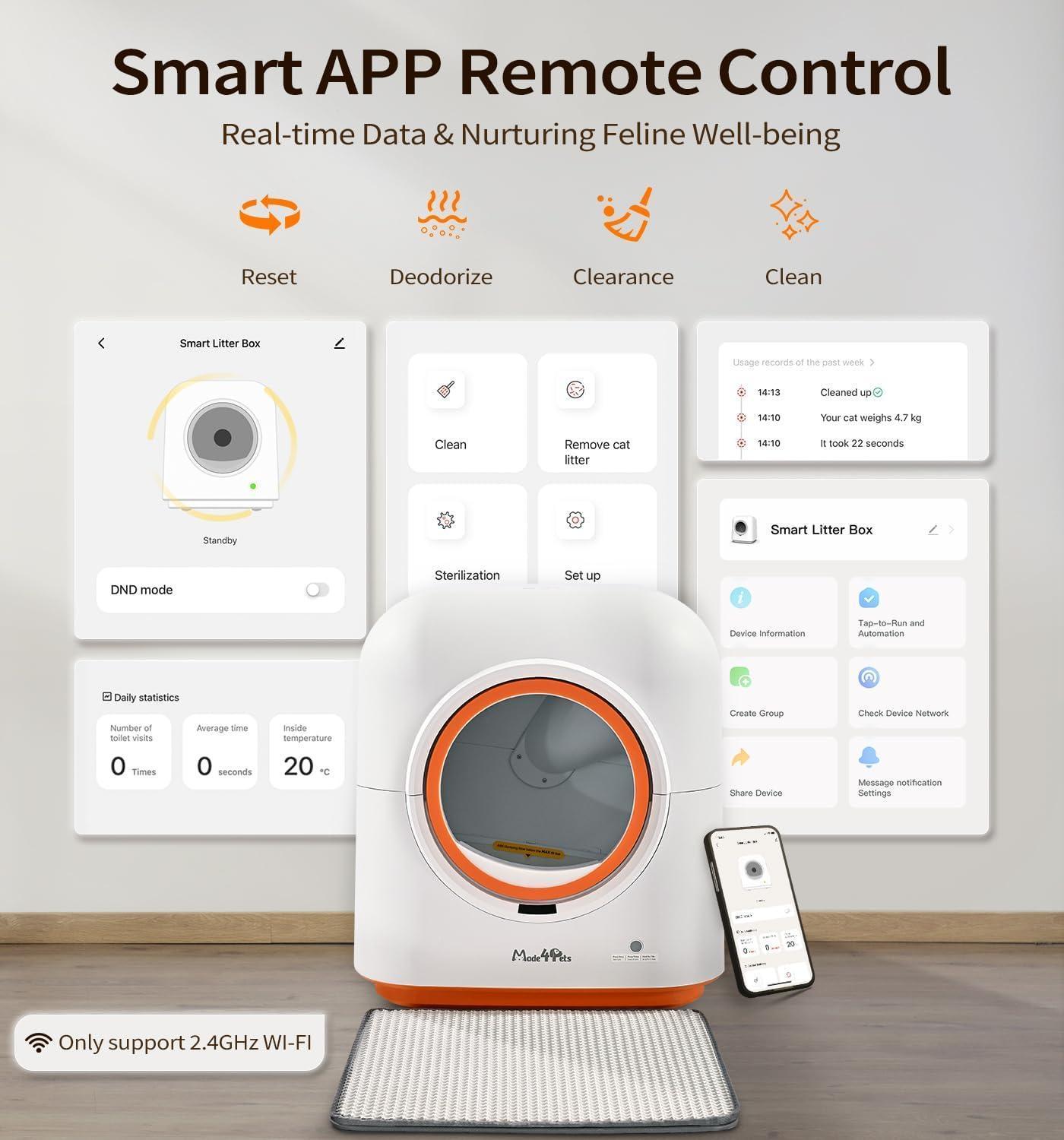 60L Smart Cat Litter Box with App Control - Monitor Your Cats From Anywhere!