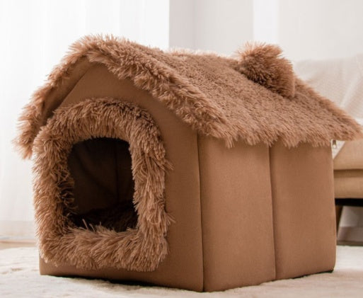 Foldable Dog House - Your Pet's Warm Winter Cave (Removable & Washable!)