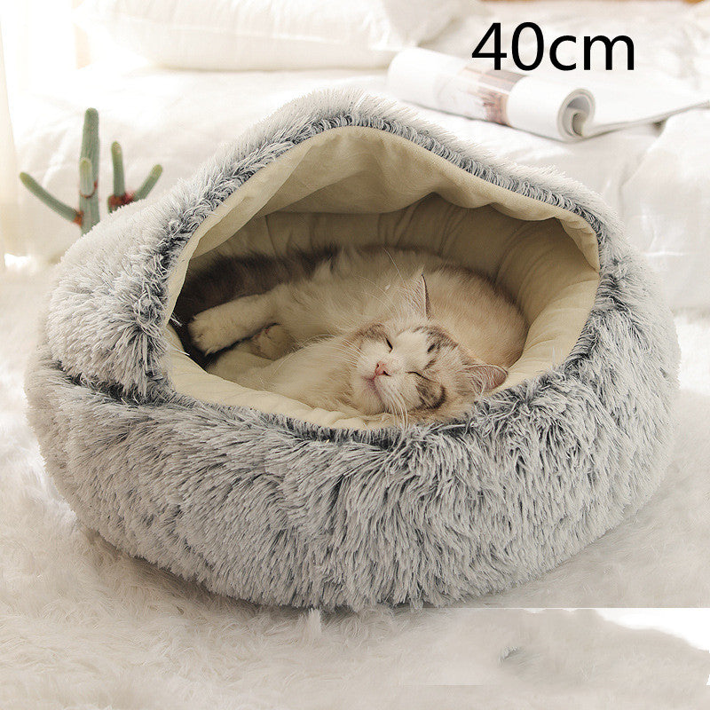 2-in-1 Dog & Cat Bed - Your Pet's Cozy Winter Nest (Converts House to Flat Bed!)