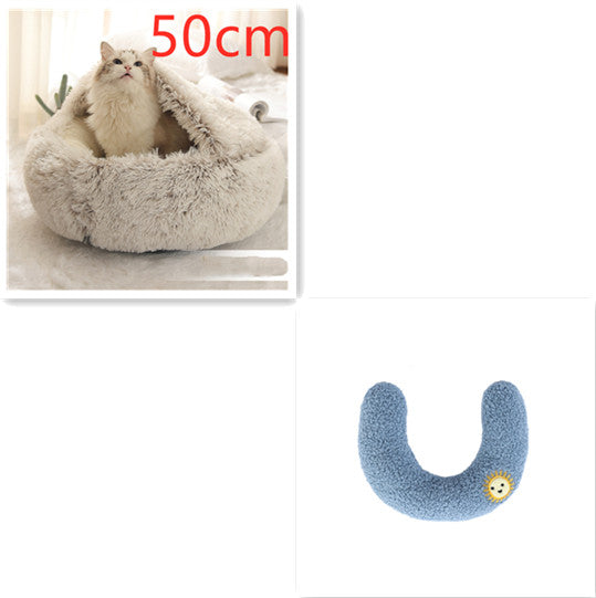 2-in-1 Dog & Cat Bed - Your Pet's Cozy Winter Nest (Converts House to Flat Bed!)