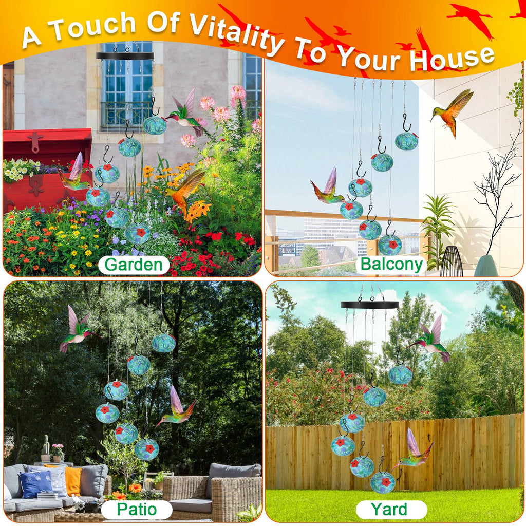 Wind Chimes Hummingbird Feeder - Ant & Bee Proof Outdoor Hanging Feeder