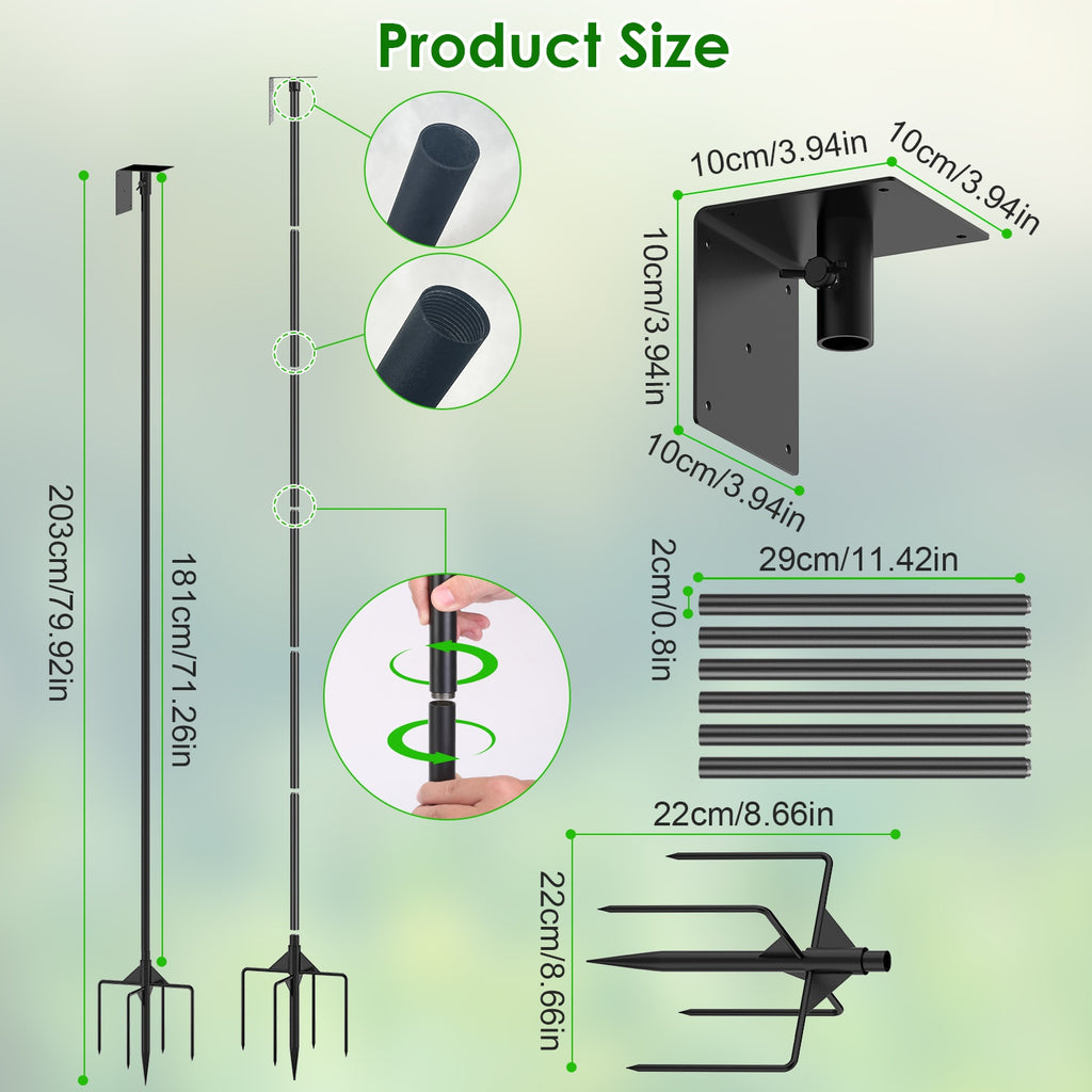 Bird House Pole Kit - 80" Height Adjustable Heavy Duty Mount with 5-Prong Base