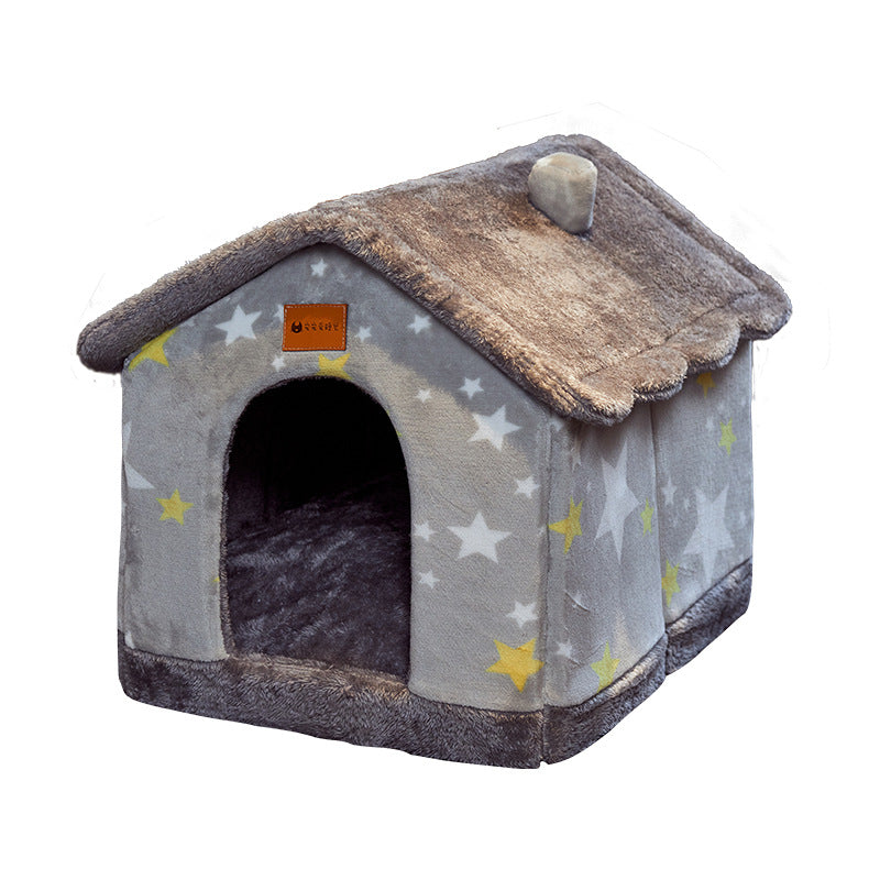 Foldable Dog House - Your Pet's Warm Winter Cave (Removable & Washable!)