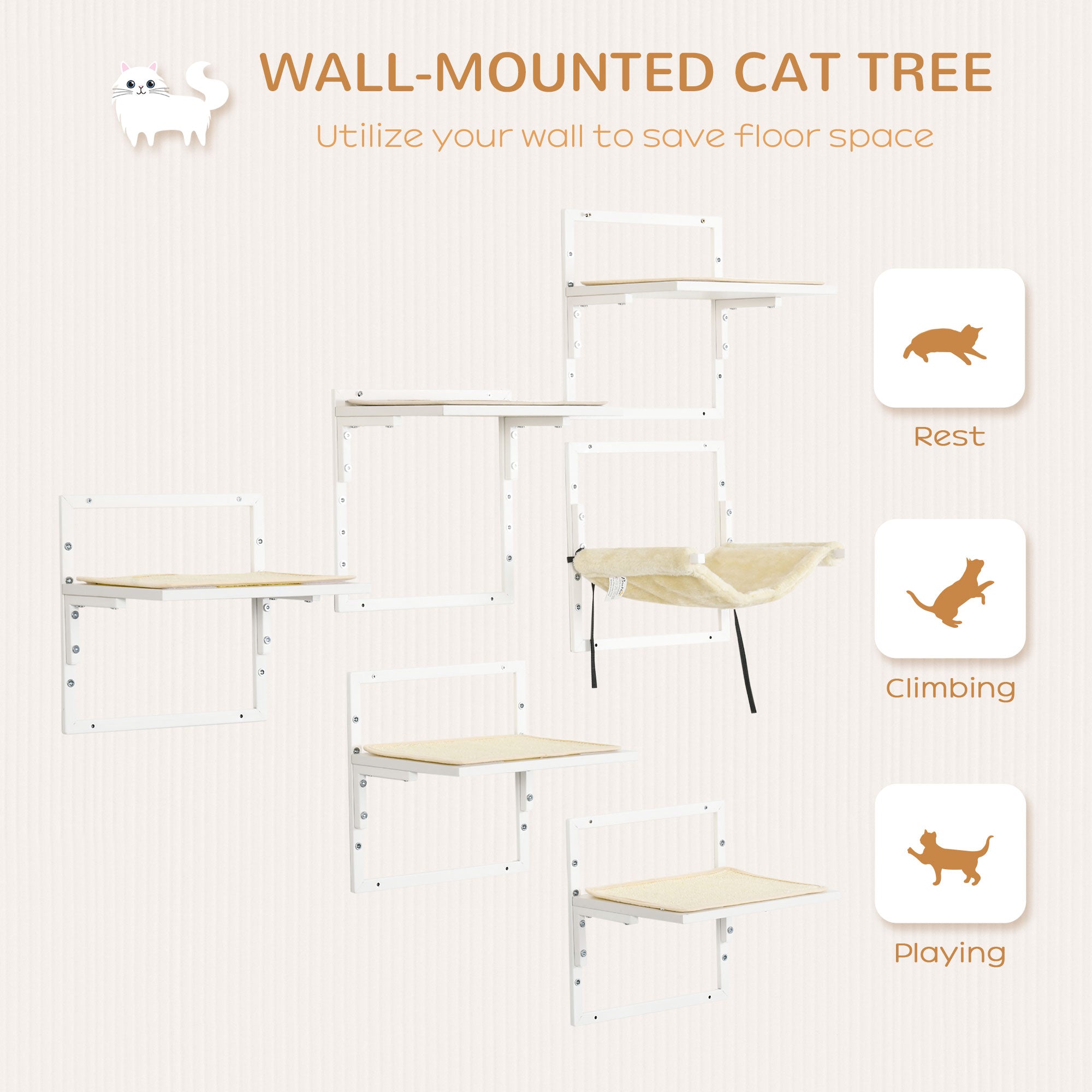 Cat Shelves for Indoor Cats - Wall-Mounted Climbing & Perching System
