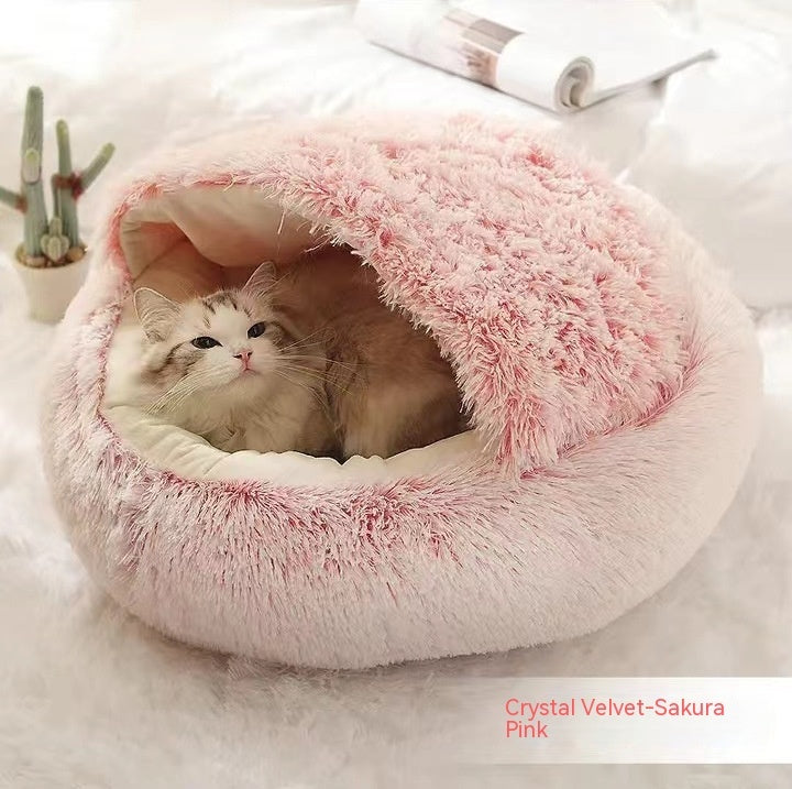 2-in-1 Dog & Cat Bed - Your Pet's Cozy Winter Nest (Converts House to Flat Bed!)