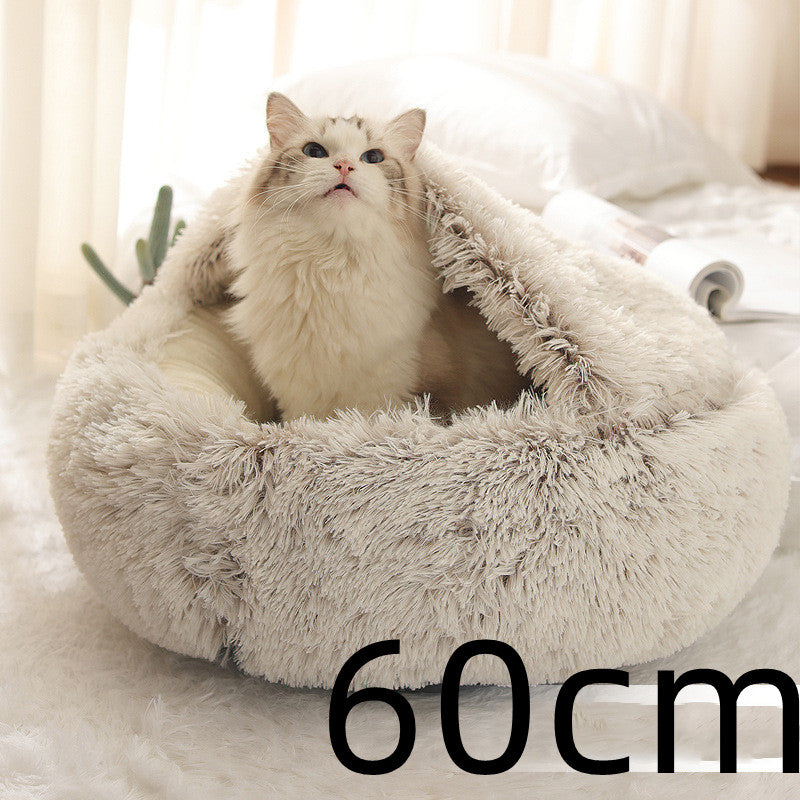 2-in-1 Dog & Cat Bed - Your Pet's Cozy Winter Nest (Converts House to Flat Bed!)