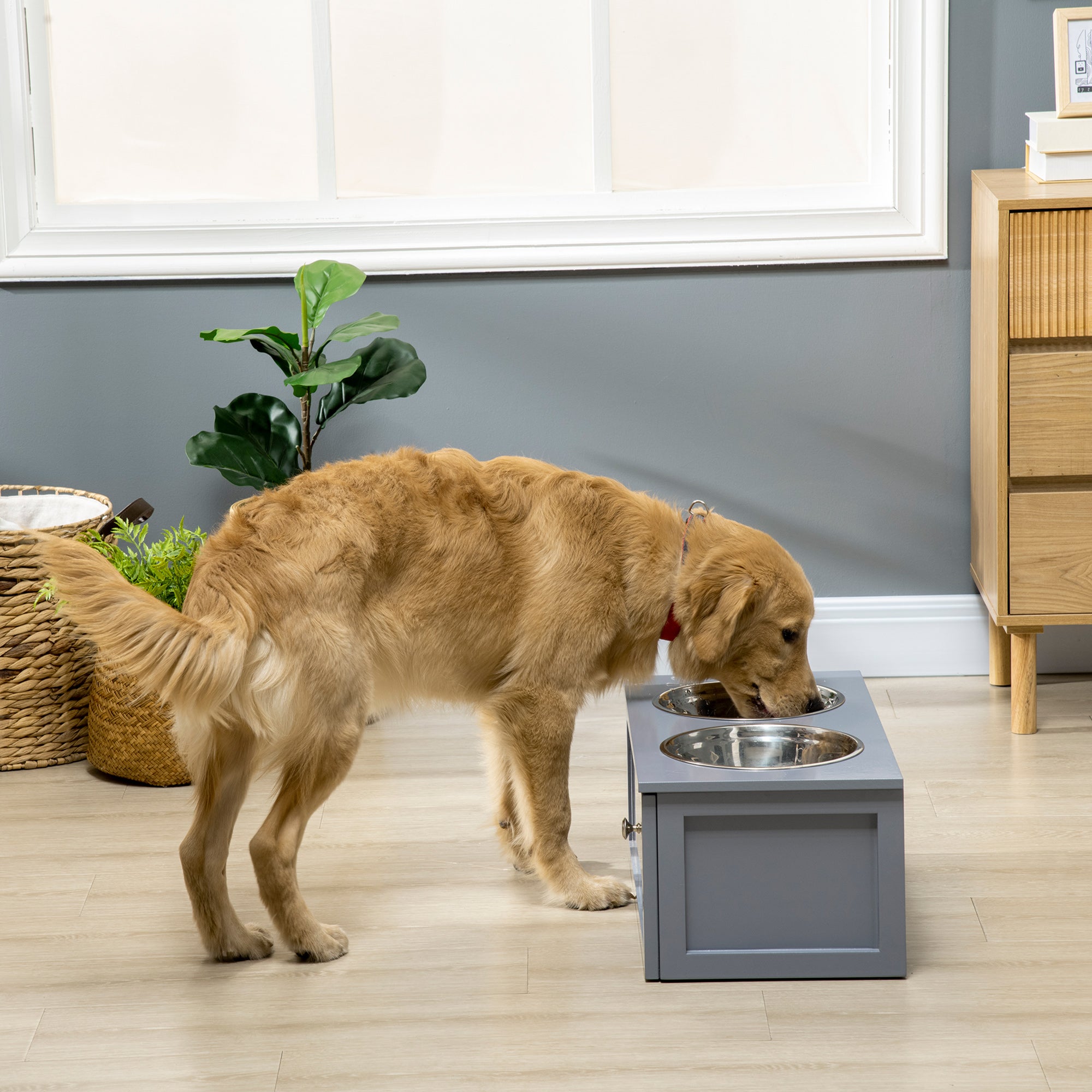 Elevated Dog Bowls with Storage - Raised Pet Feeding Station