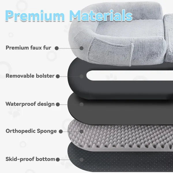 Human Dog Bed 71x43" - Orthopedic Washable Bed for Large Dogs & Humans