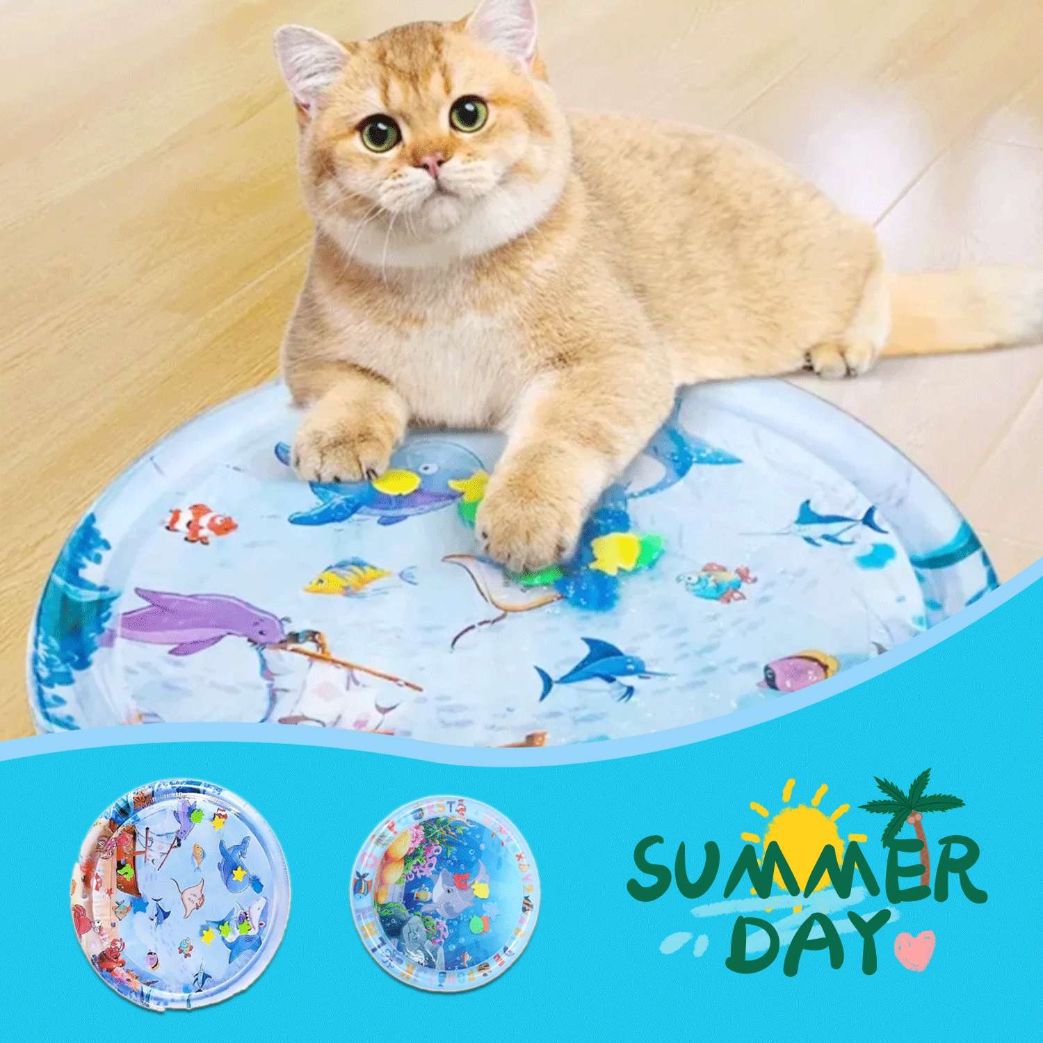 Summer Cooling Pet Water Bed - Ice Pad Square Mat for Dogs & Cats
