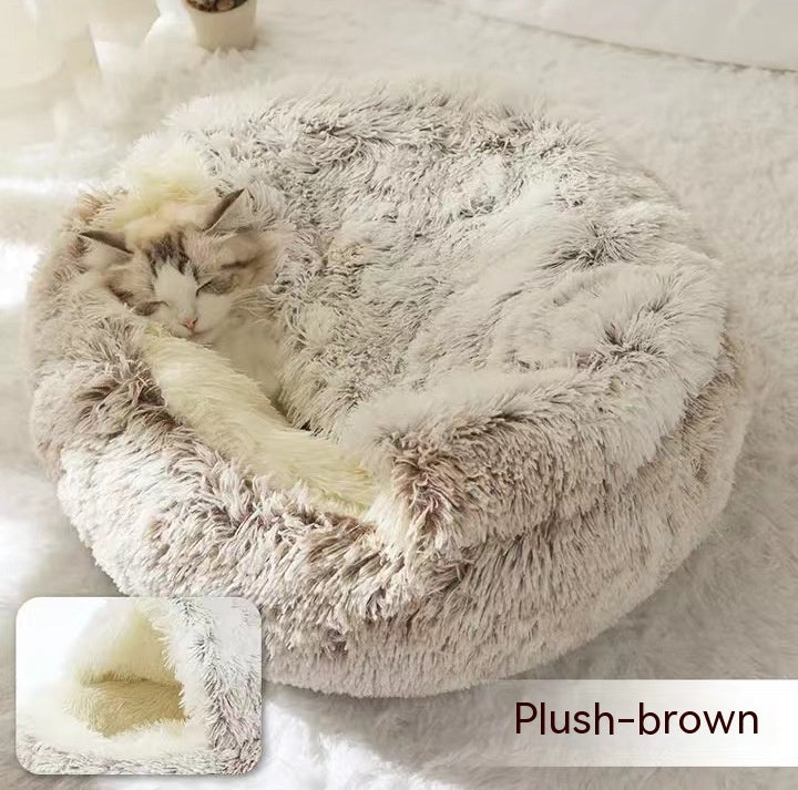 2-in-1 Dog & Cat Bed - Your Pet's Cozy Winter Nest (Converts House to Flat Bed!)