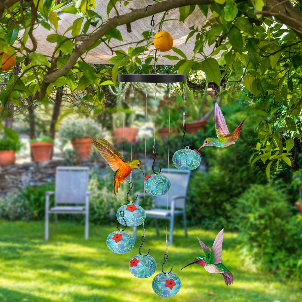 Wind Chimes Hummingbird Feeder - Ant & Bee Proof Outdoor Hanging Feeder